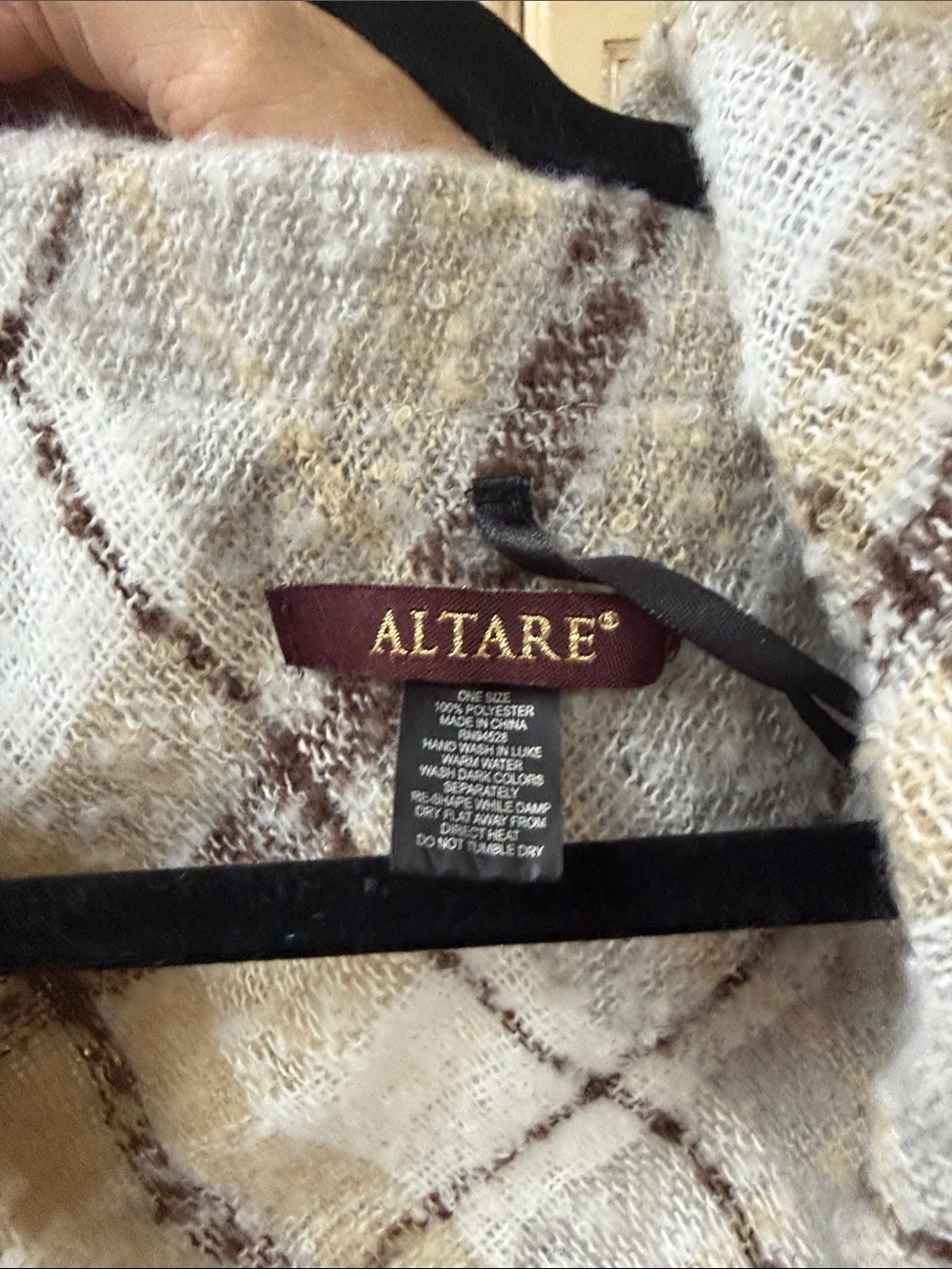 Plaid Shawl Wrap in Soft Gray with Toggle Closure